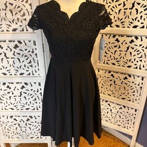 NWT Rare Editions Girls Black Lace Dress Sz 12
